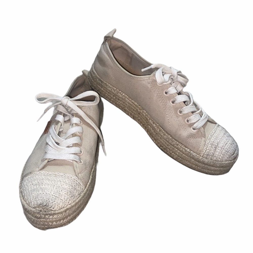 Anacapri Cream Espadrille Woven Platform Sneakers sz 7.5
